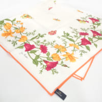 ALBAROSA 花柄スカーフ アルバローザ 小花柄ハイビスカススカーフ パレオ オレンジ 新品