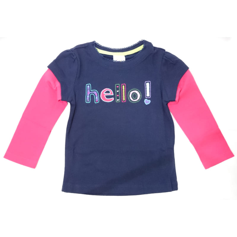 長袖Tシャツ-子供用(紺・ピンク) － LONG T-SHIRT CHILD BLUE&PINK