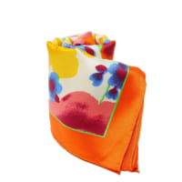 シルクスカーフ 花柄（オレンジ） - ジムトンプソン【タイシルク100