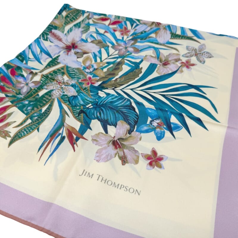 ジムトンプソンスカーフ（Jim Thompson scarf）-花柄（ベージュ・ピンク）-RWQAV_WS004/80077D