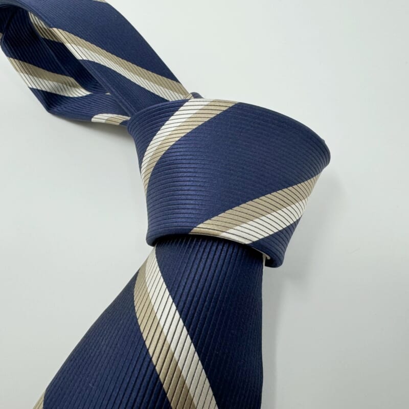 ジムトンプソンネクタイ（Jim Thompson necktie）-ベージュストライプ・紺