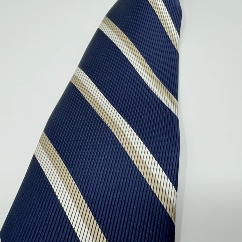 ジムトンプソンネクタイ（Jim Thompson necktie）-ベージュストライプ・紺