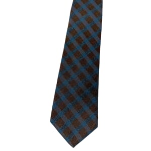 ジムトンプソンネクタイ（Jim Thompson necktie）-チェック柄｜茶色・オーシャンブルー