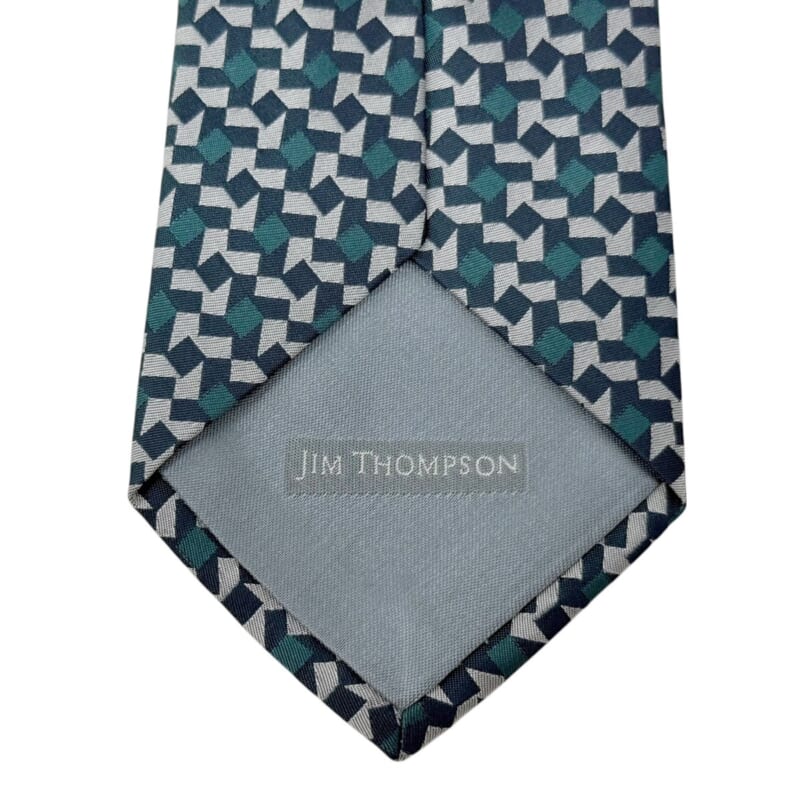 ジムトンプソンネクタイ（Jim Thompson necktie）-パターン柄｜緑・グレー