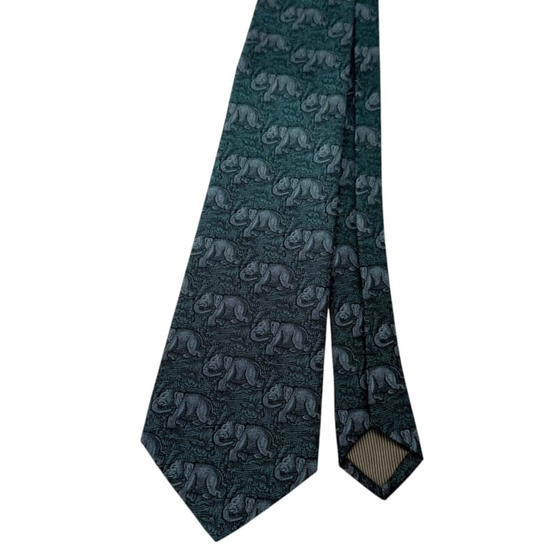 ジムトンプソンネクタイ（Jim Thompson necktie）-象柄｜ダークグリーン