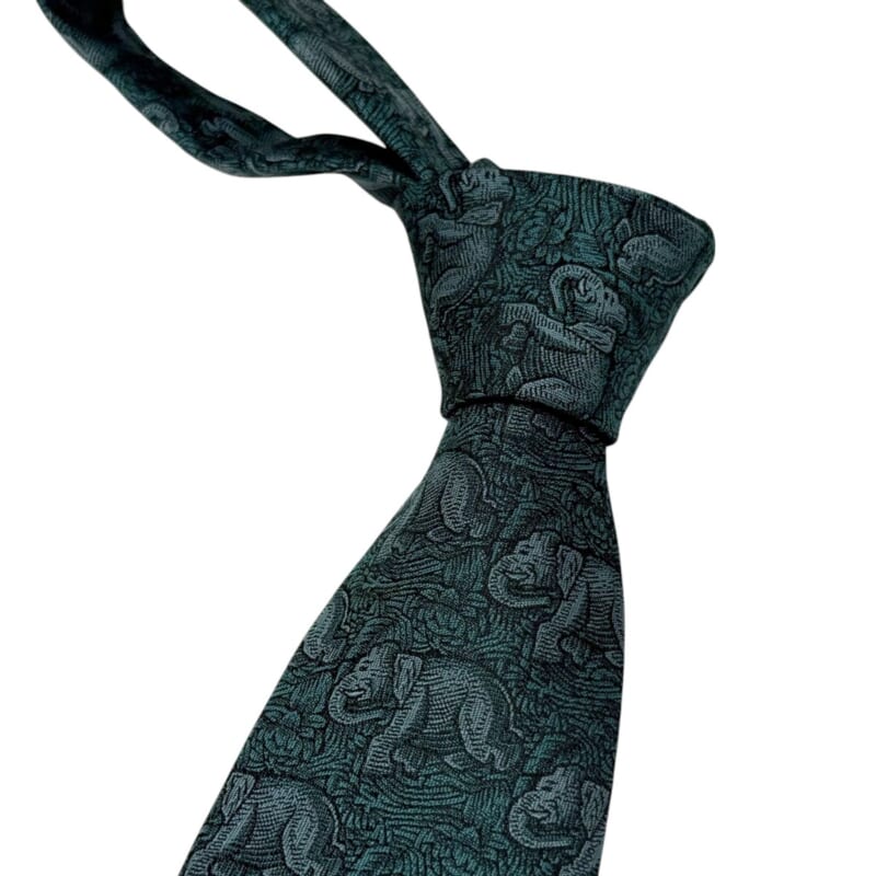 ジムトンプソンネクタイ（Jim Thompson necktie）-象柄｜ダークグリーン