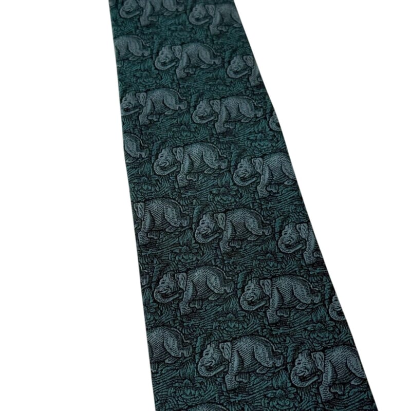 ジムトンプソンネクタイ（Jim Thompson necktie）-象柄｜ダークグリーン