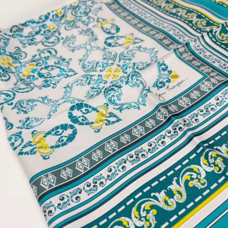 ジムトンプソンスカーフ（Jim Thompson scarf）-グリーン・黄色