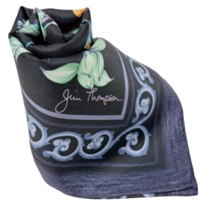 ジムトンプソンスカーフ（Jim Thompson scarf）-花柄｜黒・鉄紺