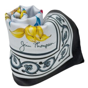 ジムトンプソンスカーフ（Jim Thompson scarf）-花柄｜ホワイト・濃紺