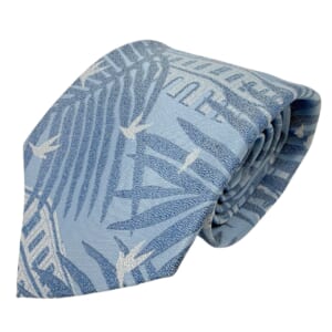 ジムトンプソンネクタイ（Jim Thompson necktie）-植物-鳥柄｜ブルー
