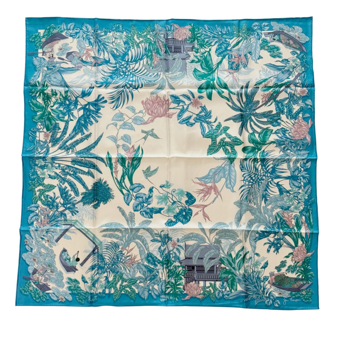 ジムトンプソンスカーフ(Jim Thompson scarf)-風景|ブルー
