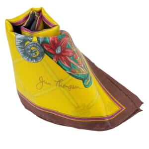 ジムトンプソンスカーフ（Jim Thompson scarf）-象・野鳥柄｜黄色・黒
