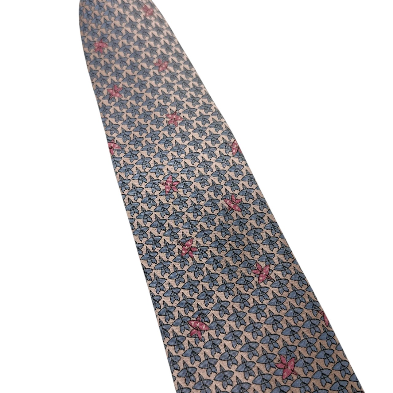 ジムトンプソンネクタイ(Jim Thompson necktie)-ボタニカル|ゴールド・グレー