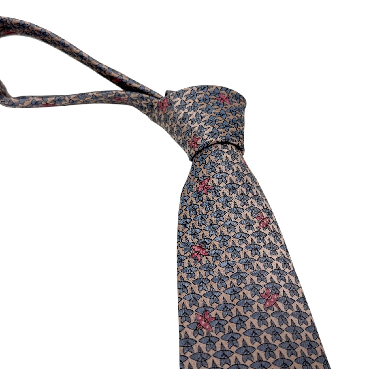 ジムトンプソンネクタイ(Jim Thompson necktie)-ボタニカル|ゴールド・グレー