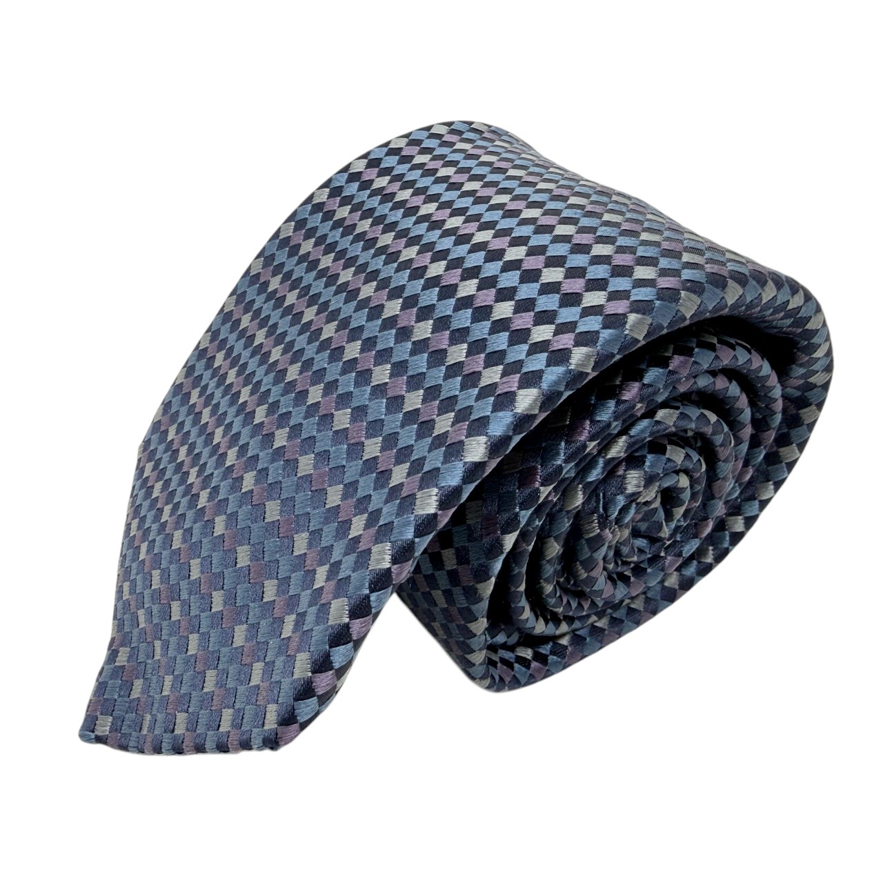 ジムトンプソンネクタイ(Jim Thompson necktie)-市松模様|ネイビー・パープル