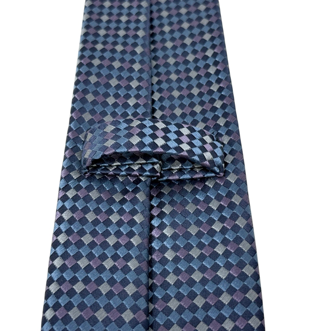 ジムトンプソンネクタイ(Jim Thompson necktie)-市松模様|ネイビー・パープル
