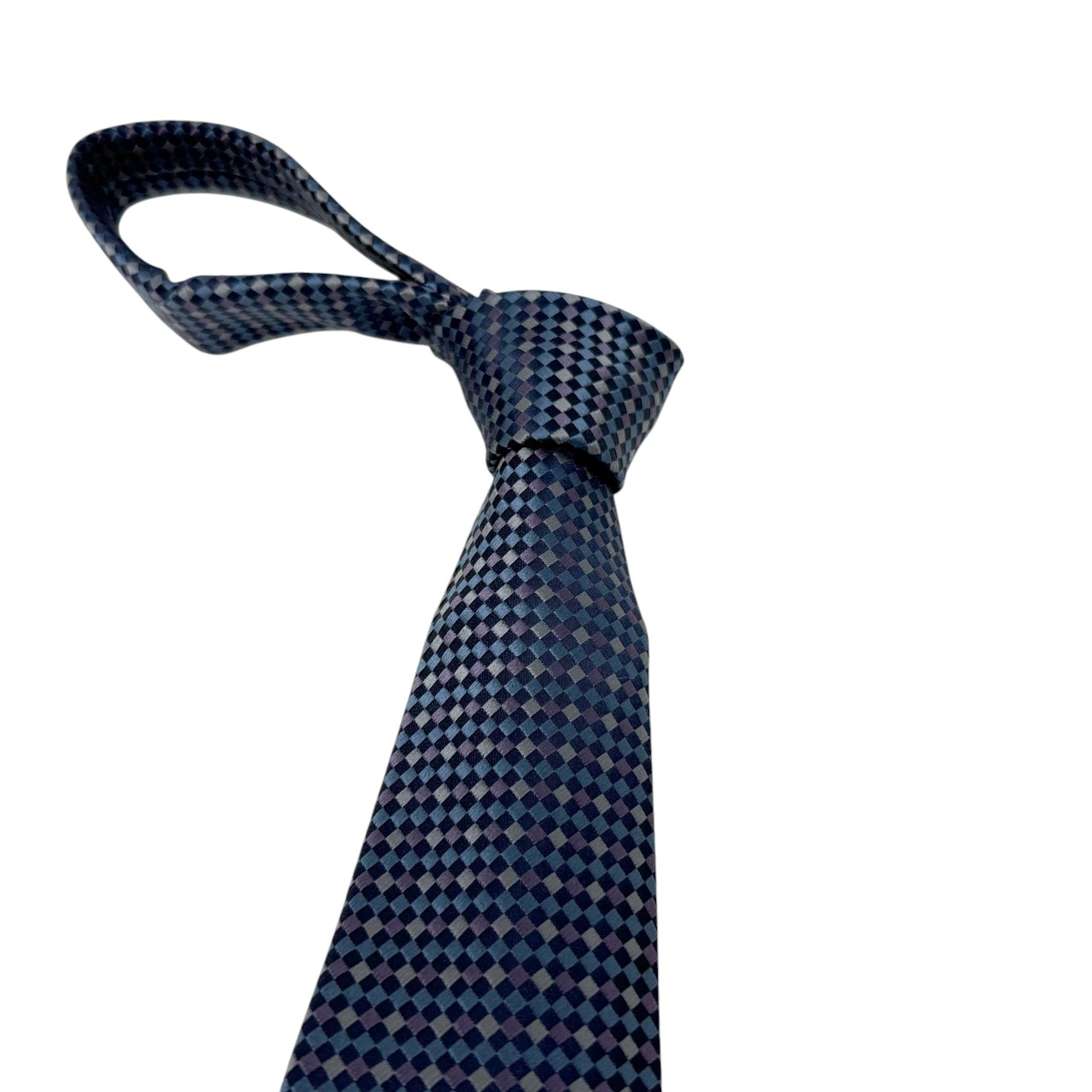 ジムトンプソンネクタイ(Jim Thompson necktie)-市松模様|ネイビー・パープル