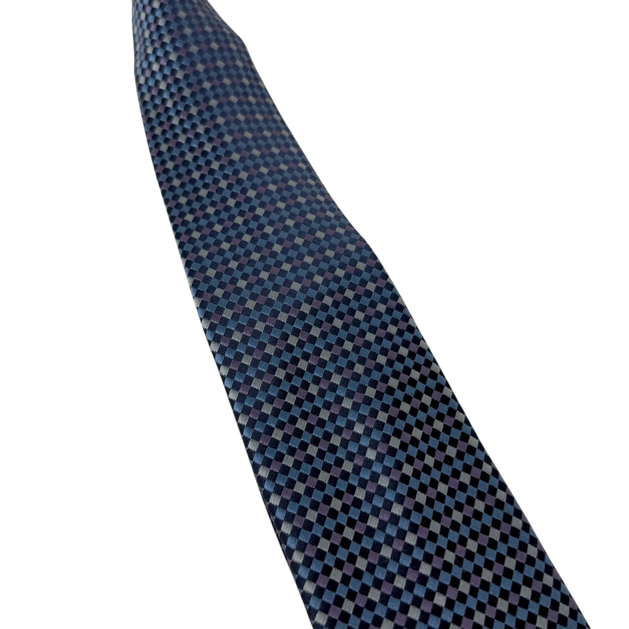 ジムトンプソンネクタイ(Jim Thompson necktie)-市松模様|ネイビー・パープル