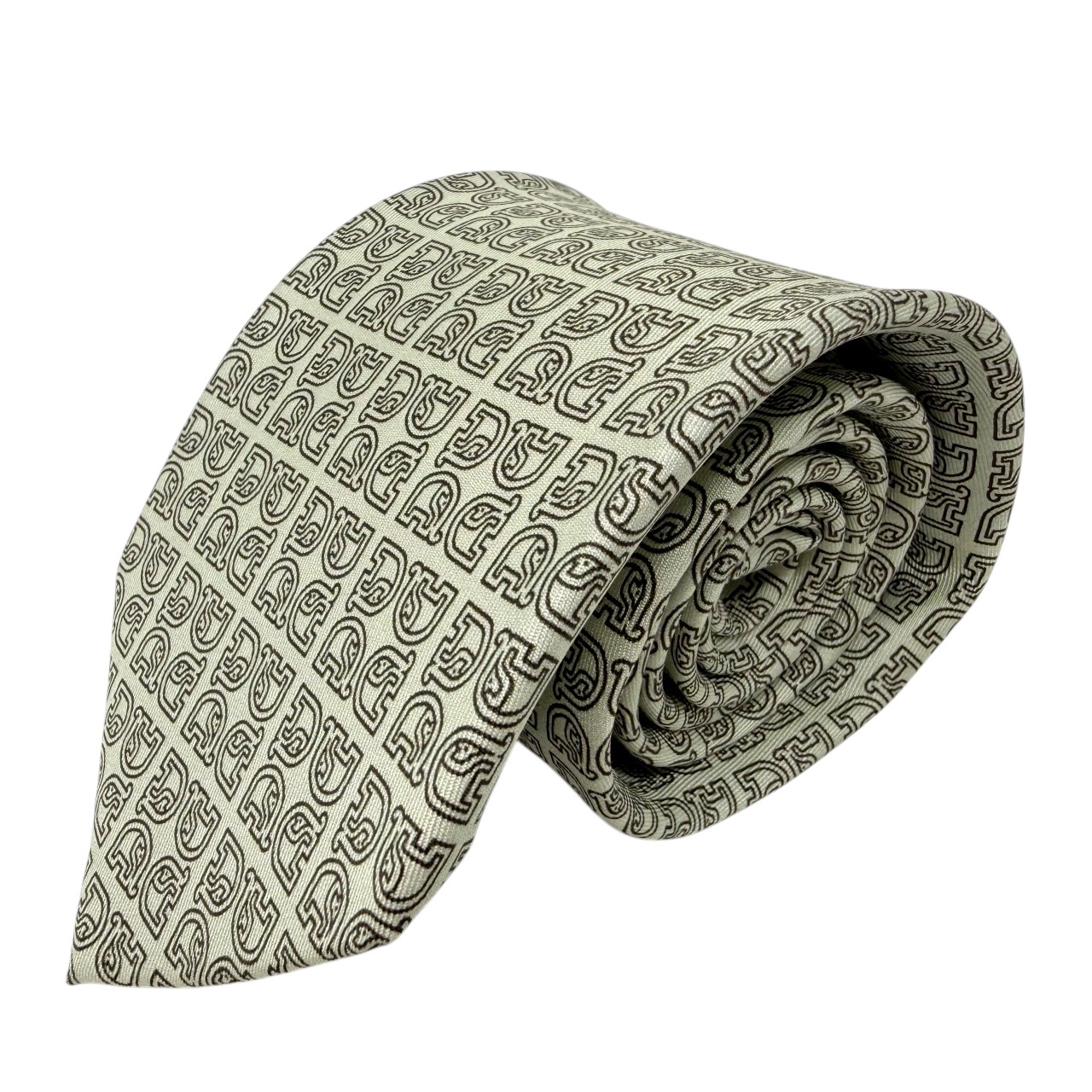 ジムトンプソンネクタイ(Jim Thompson necktie)-モノグラム柄|アイボリー