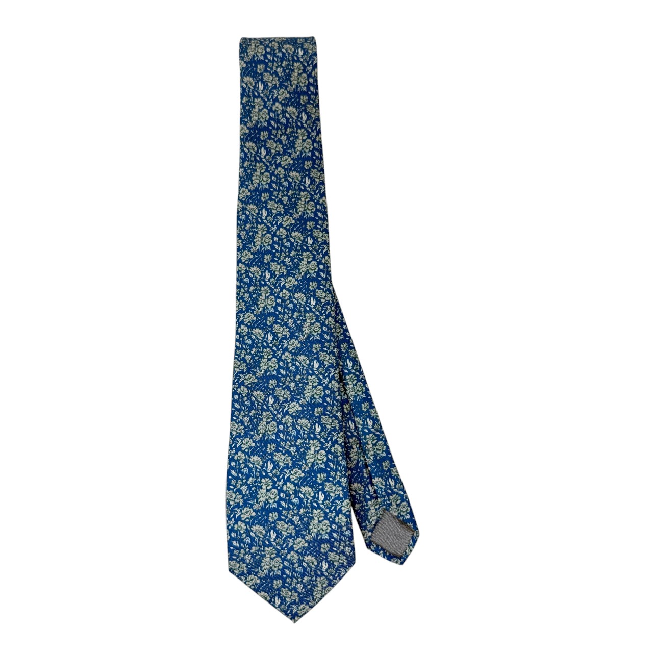 ジムトンプソンネクタイ(Jim Thompson necktie)ボタニカル柄|ブルー・ホワイト