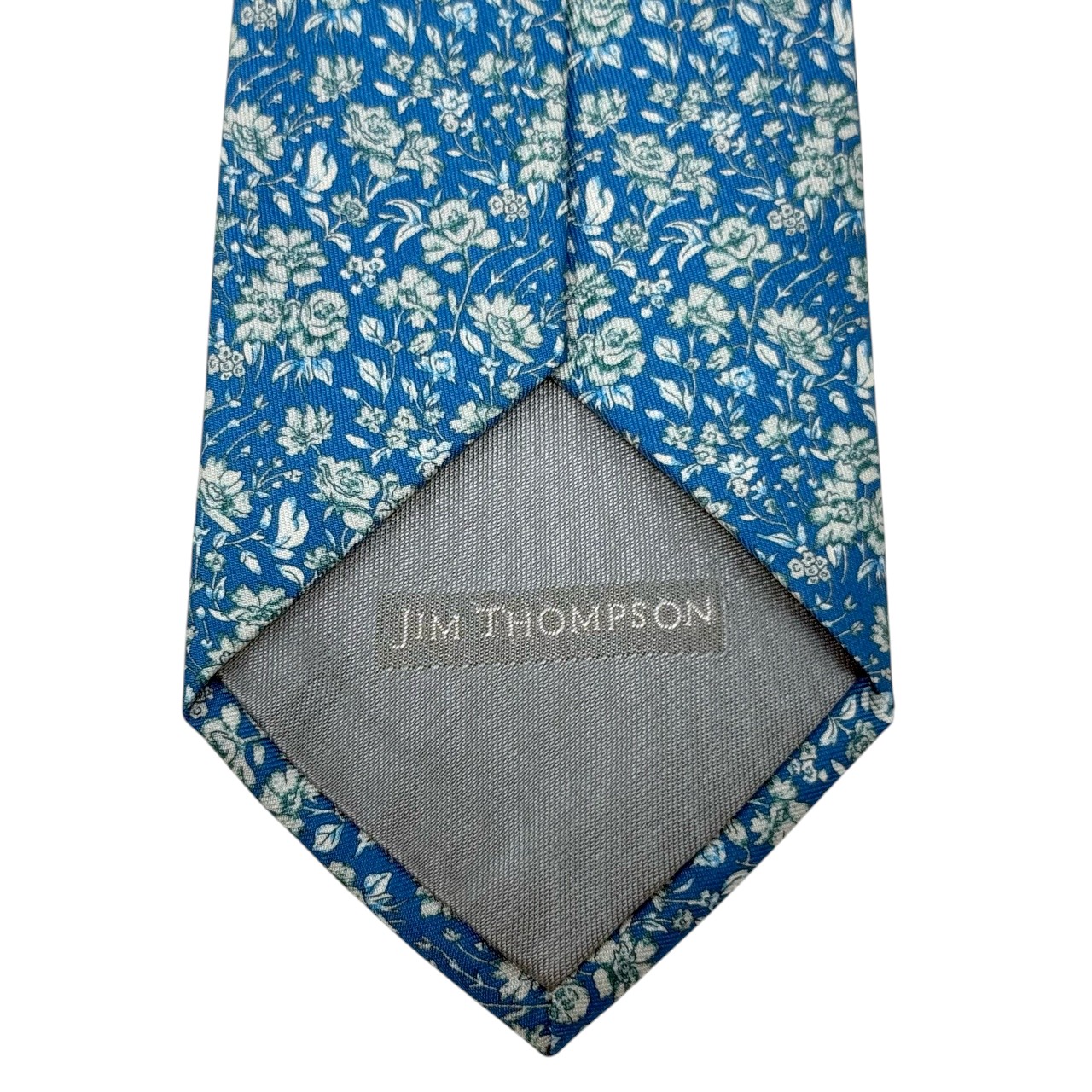 ジムトンプソンネクタイ(Jim Thompson necktie)ボタニカル柄|ブルー・ホワイト