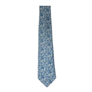 ジムトンプソンネクタイ(Jim Thompson necktie)ボタニカル柄|ホワイト・ブルー