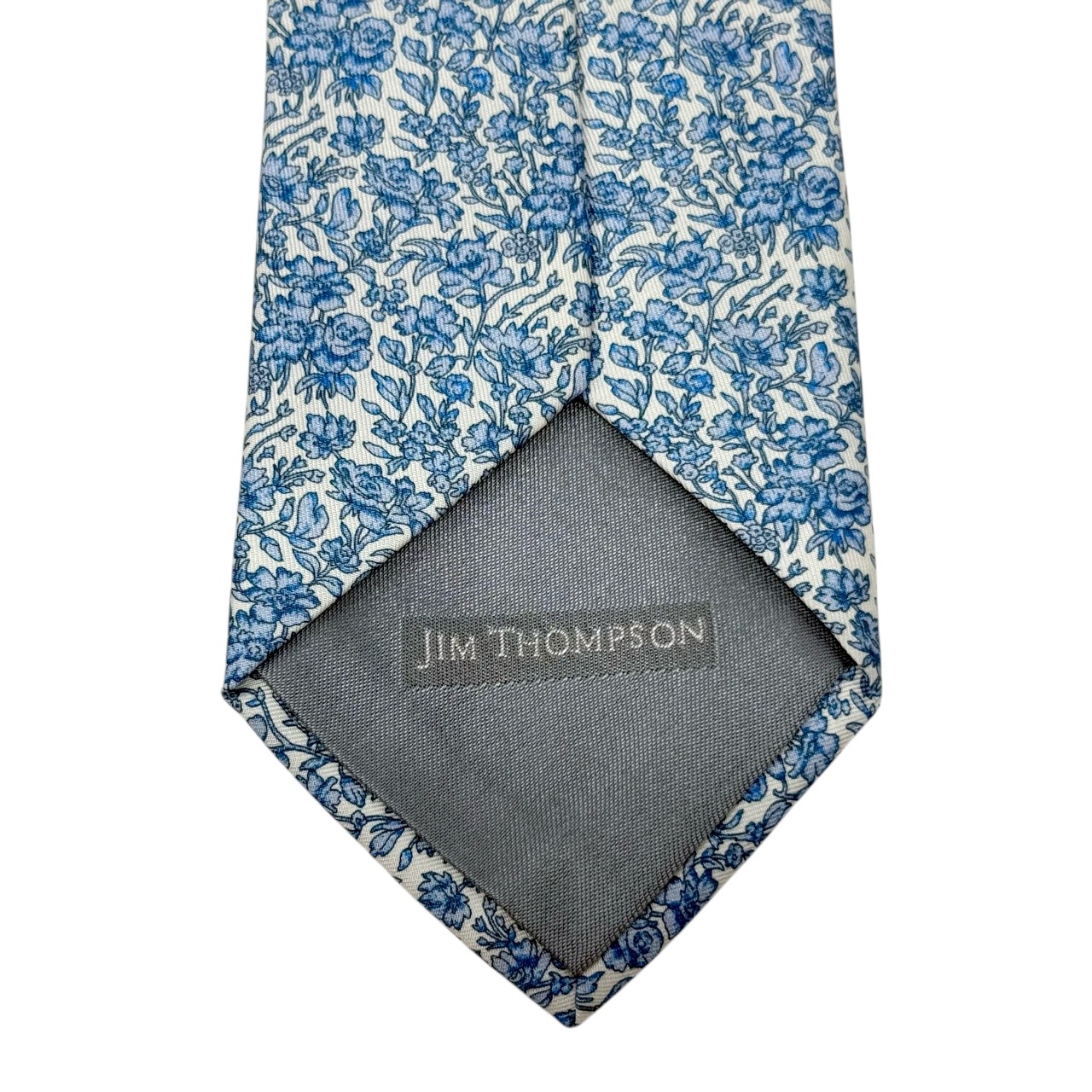 ジムトンプソンネクタイ(Jim Thompson necktie)ボタニカル柄|ホワイト・ブルー