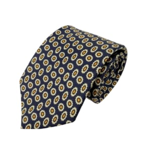 ジムトンプソンネクタイ(Jim Thompson necktie)-小紋柄|ネイビー・オレンジ