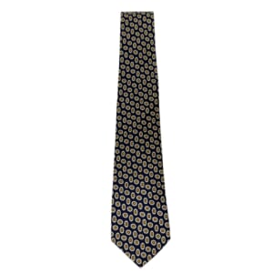 ジムトンプソンネクタイ(Jim Thompson necktie)-小紋柄|ネイビー・オレンジ