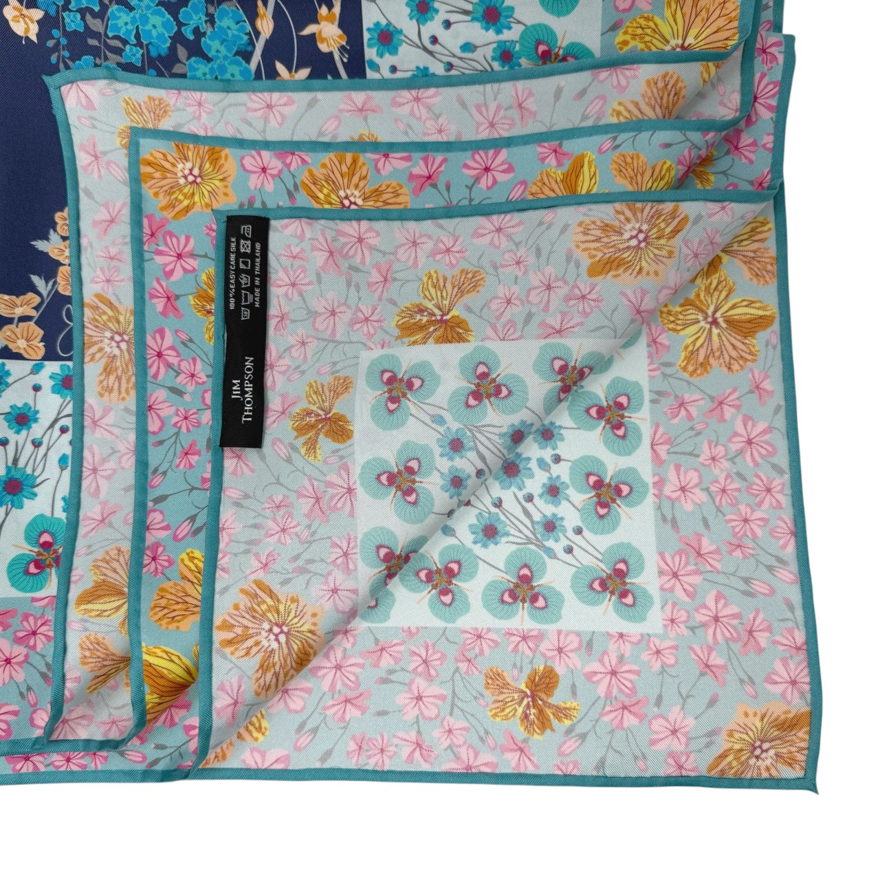 ジムトンプソンスカーフ(Jim Thompson scarf)-RWQAR_FLOWER_DK_BL
