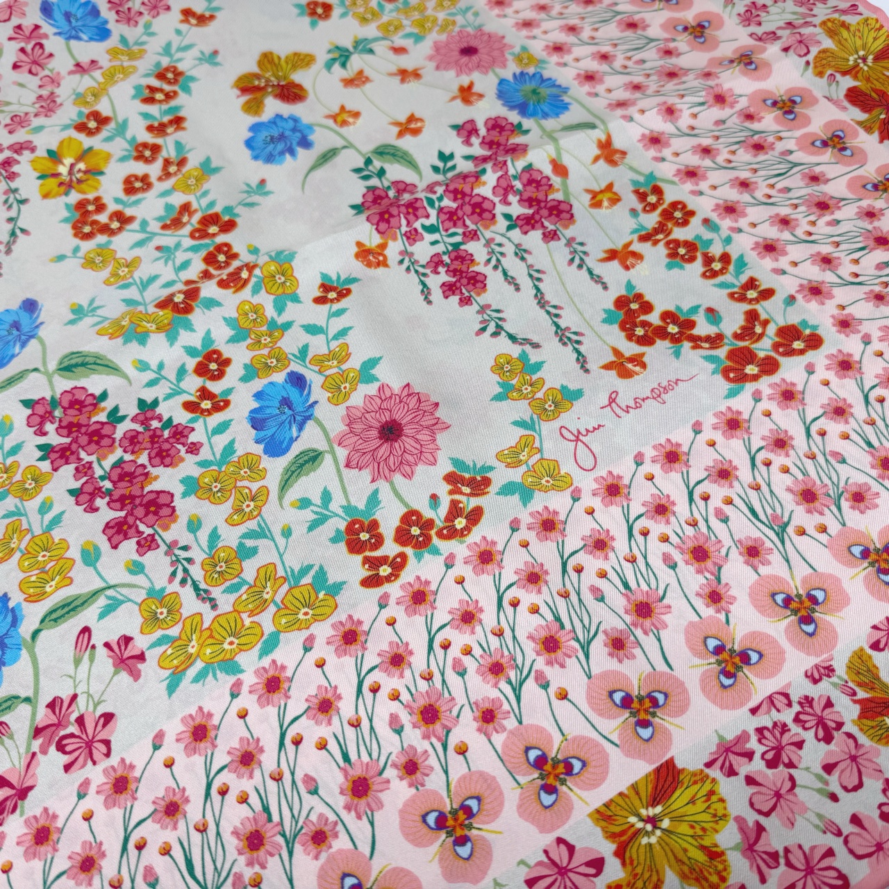 ジムトンプソンスカーフ(Jim Thompson scarf)-RWQAR_FLOWER_PINK