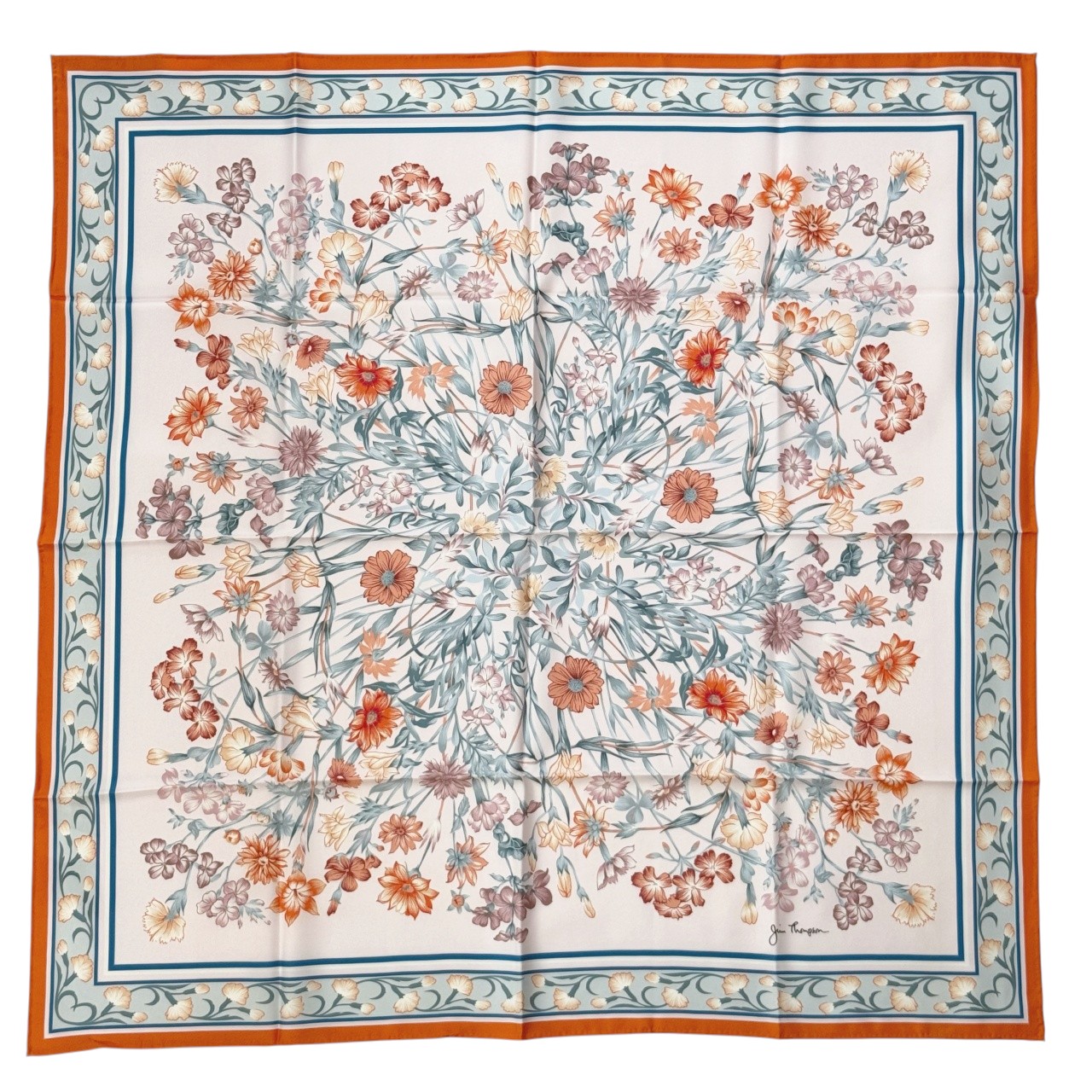 ジムトンプソンスカーフ(Jim Thompson scarf)-RWQAV_FLORALSILK_ORANGE