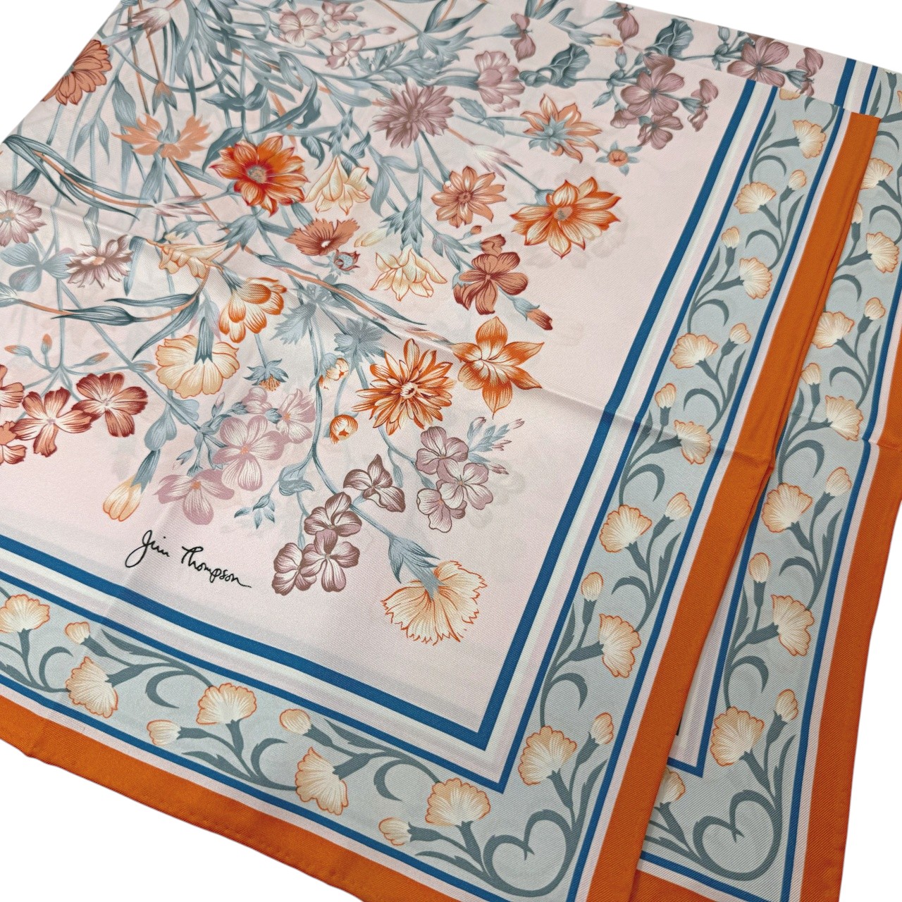 ジムトンプソンスカーフ(Jim Thompson scarf)-RWQAV_FLORALSILK_ORANGE