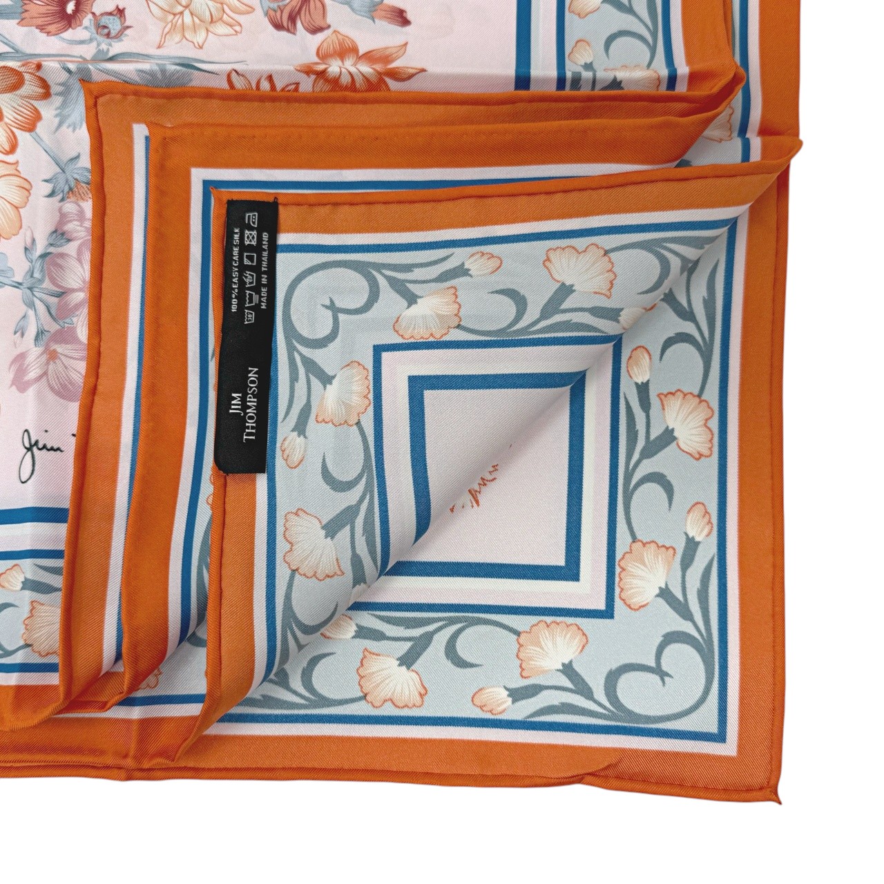 ジムトンプソンスカーフ(Jim Thompson scarf)-RWQAV_FLORALSILK_ORANGE